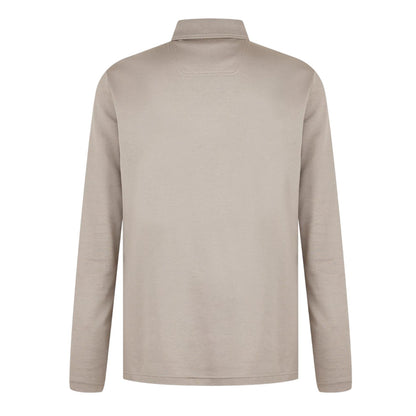 Taupe - Back - Boss Mens Pirol Logo Long-Sleeved Polo Shirt