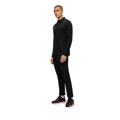 Black - Lifestyle - Boss Mens Pirol Logo Long-Sleeved Polo Shirt
