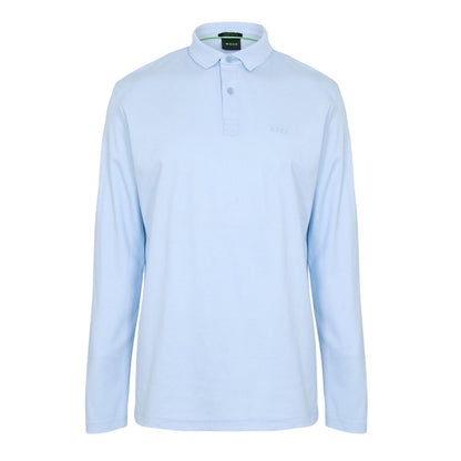 Blue - Front - Boss Mens Pirol Logo Long-Sleeved Polo Shirt