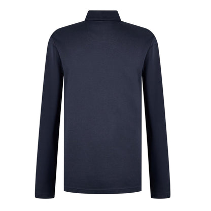 Dark Blue - Back - Boss Mens Pirol Logo Long-Sleeved Polo Shirt