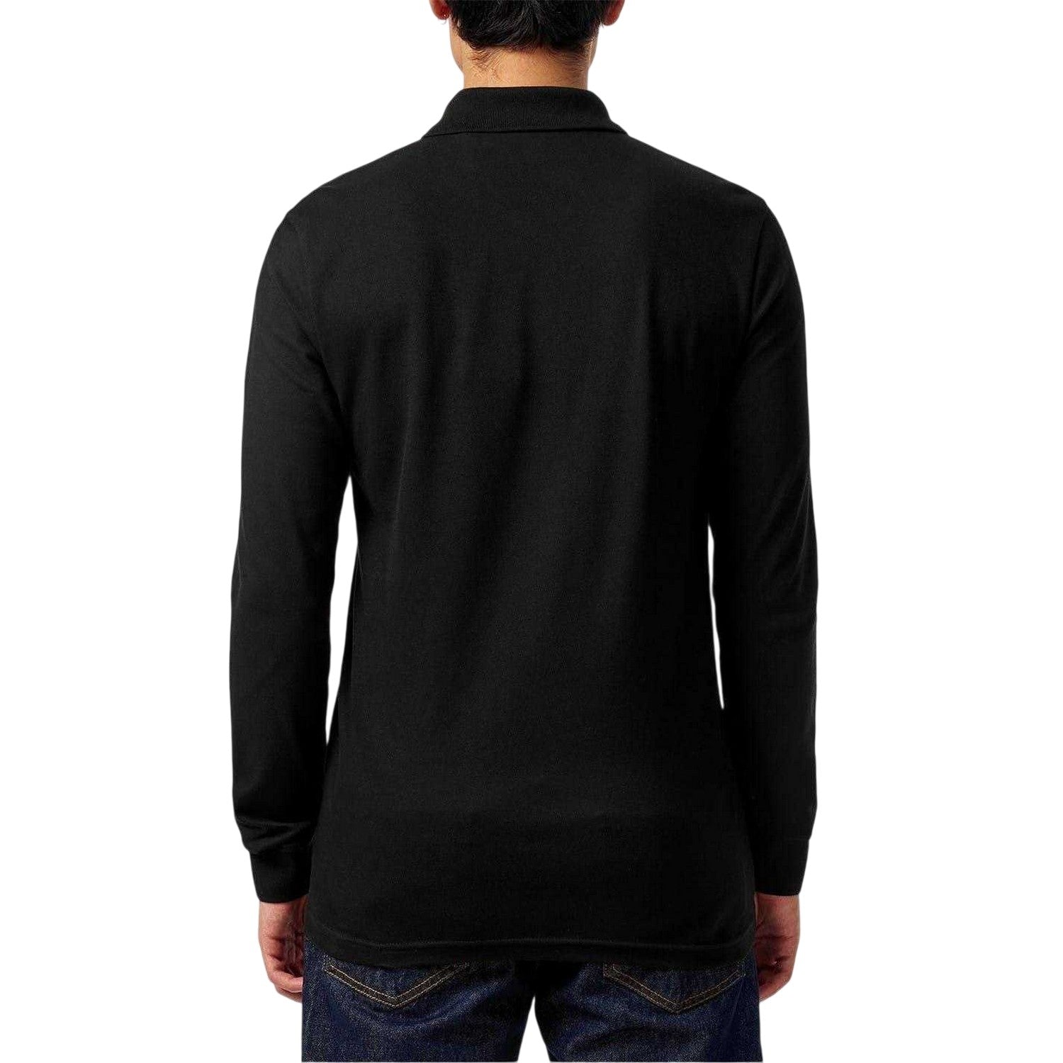 Black - Back - Boss Mens Passerby Logo Long-Sleeved Polo Shirt