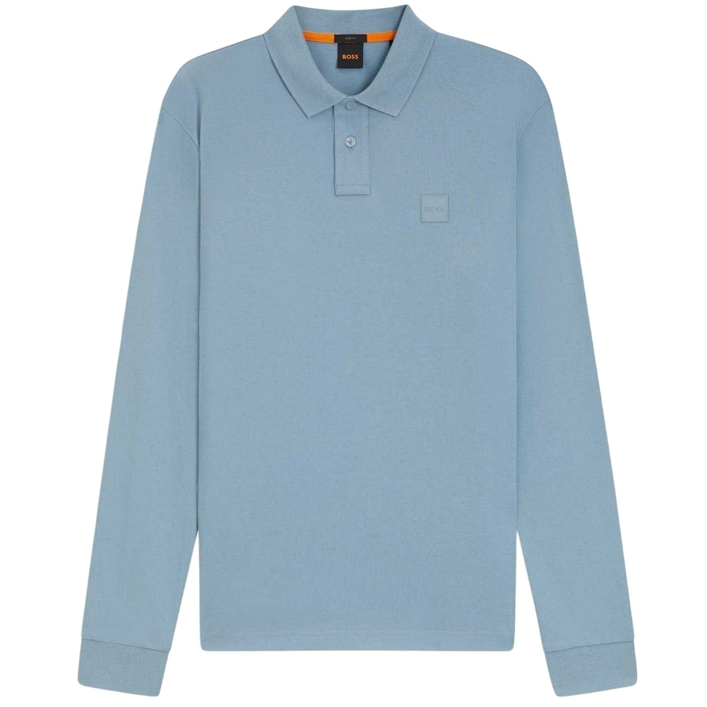 Light Blue - Front - Boss Mens Passerby Logo Long-Sleeved Polo Shirt