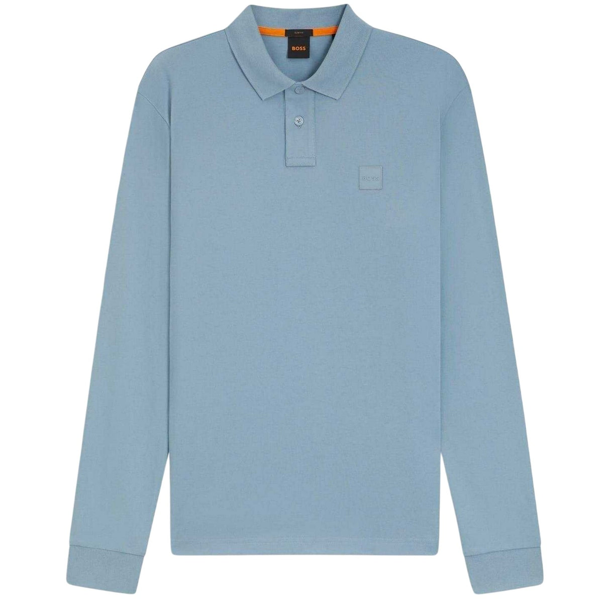 Light Blue - Front - Boss Mens Passerby Logo Long-Sleeved Polo Shirt