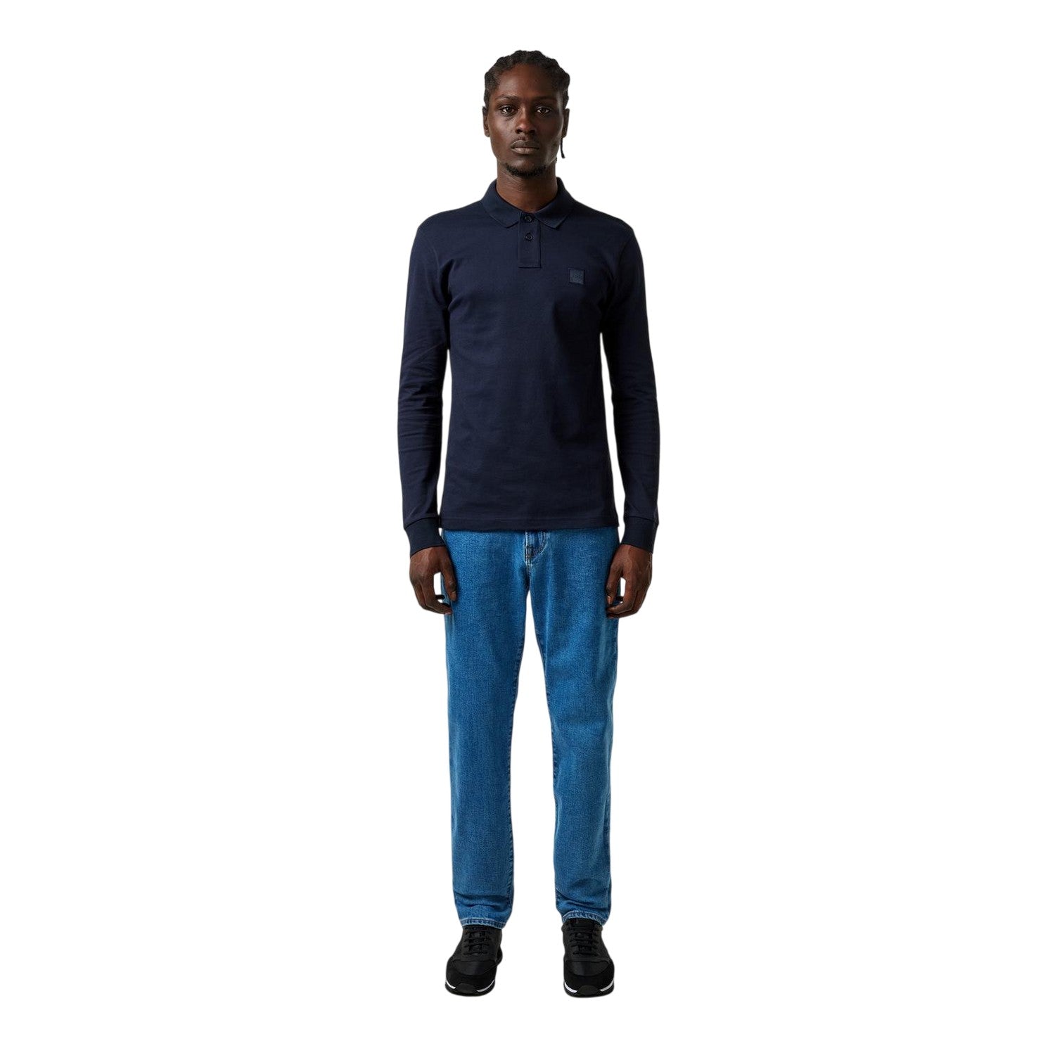 Navy - Lifestyle - Boss Mens Passerby Logo Long-Sleeved Polo Shirt
