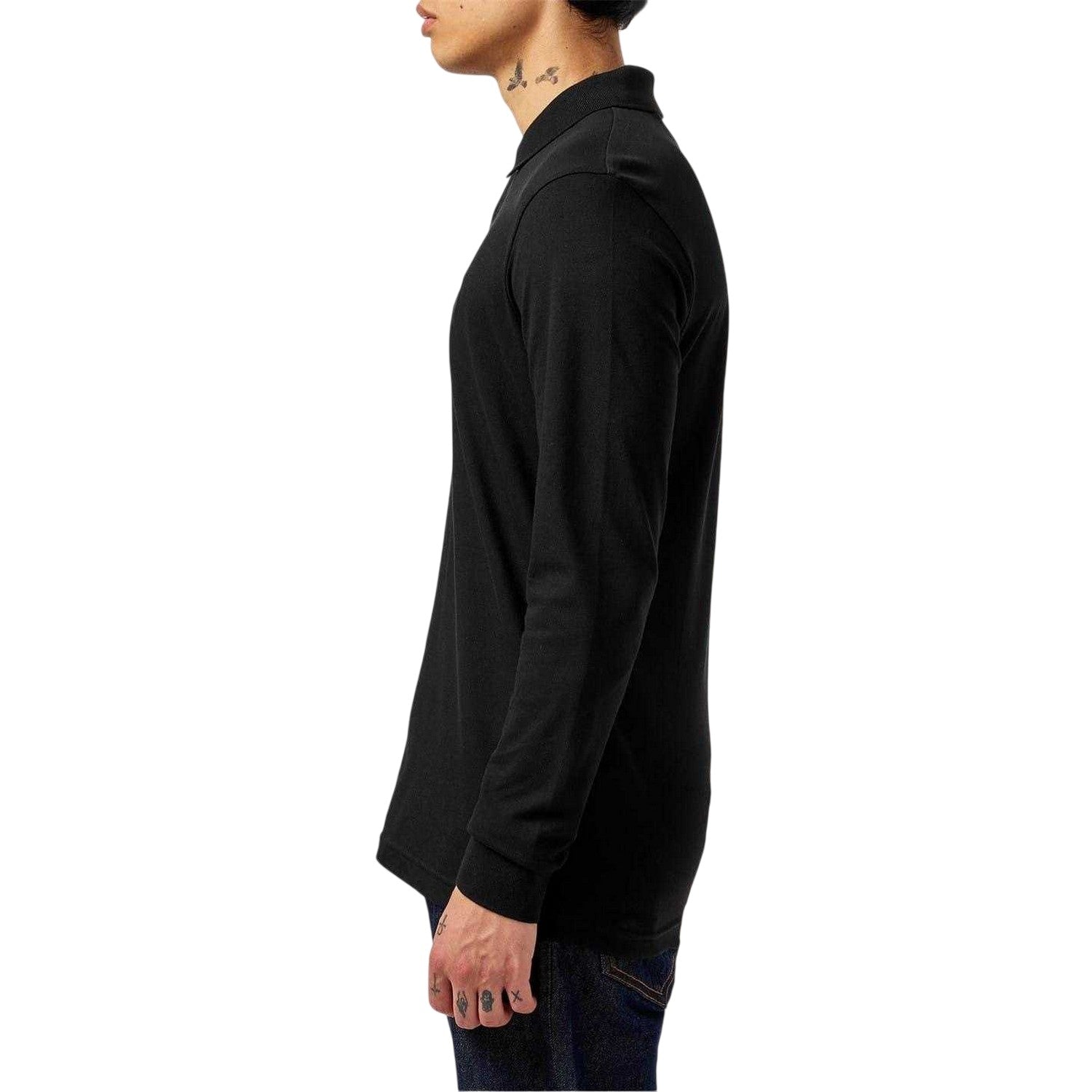 Black - Side - Boss Mens Passerby Logo Long-Sleeved Polo Shirt