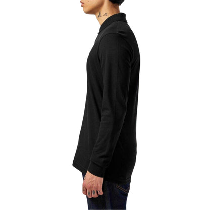 Black - Side - Boss Mens Passerby Logo Long-Sleeved Polo Shirt