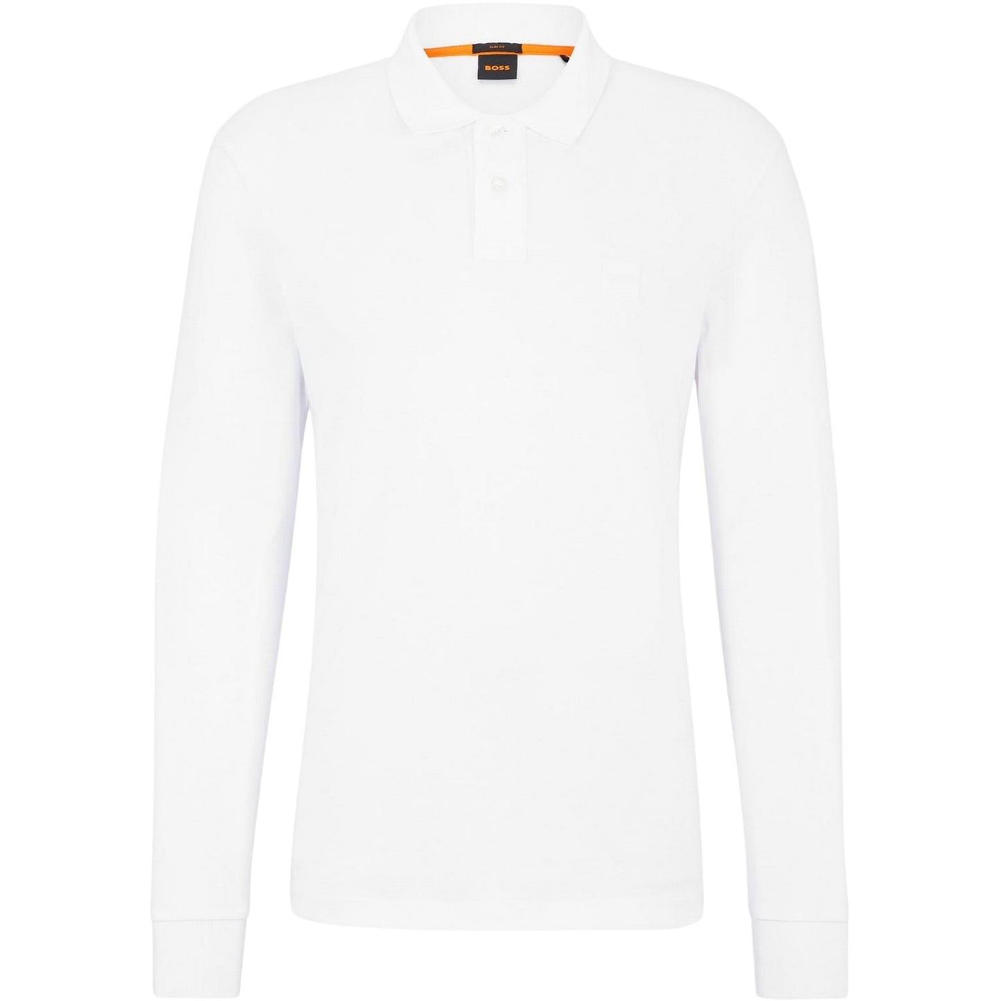 White - Front - Boss Mens Passerby Logo Long-Sleeved Polo Shirt