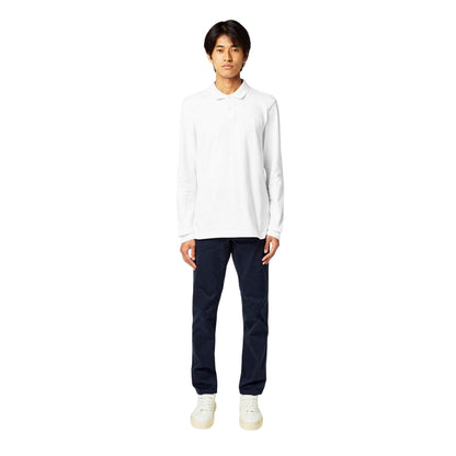 White - Lifestyle - Boss Mens Passerby Logo Long-Sleeved Polo Shirt