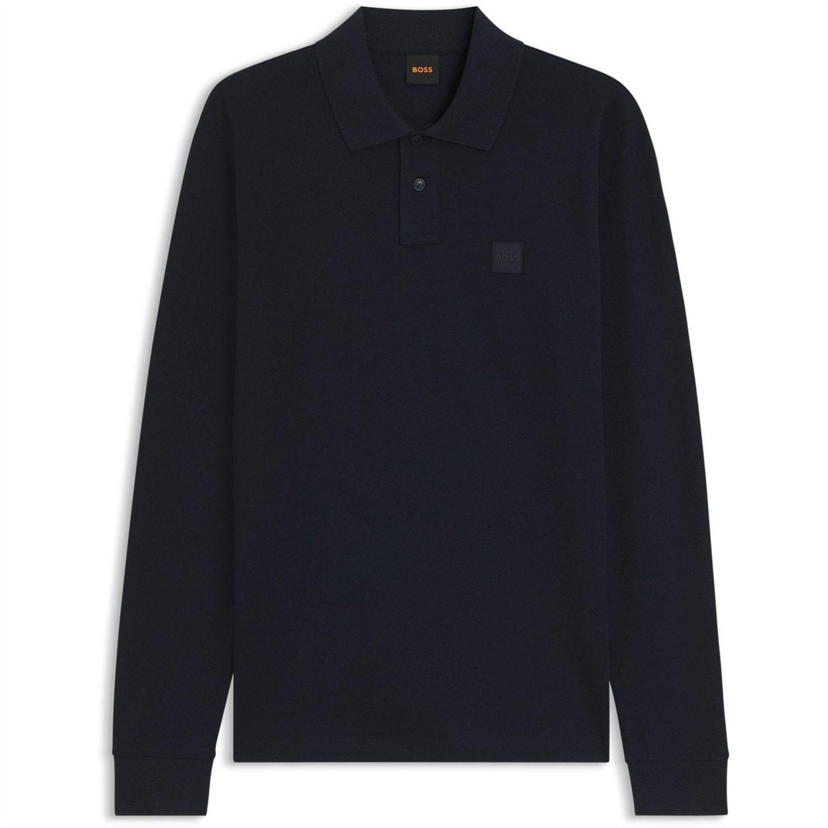 Dark Blue - Front - Boss Mens Passerby Logo Long-Sleeved Polo Shirt