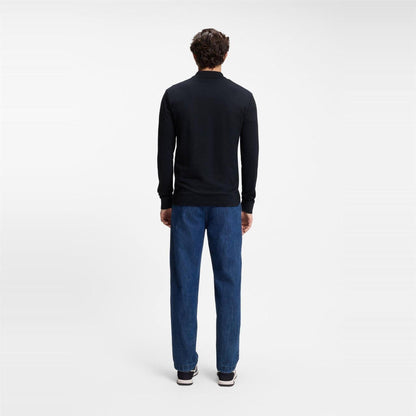 Dark Blue - Close up - Boss Mens Passerby Logo Long-Sleeved Polo Shirt