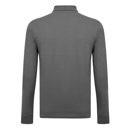 Charcoal - Back - Boss Mens Passerby Logo Long-Sleeved Polo Shirt