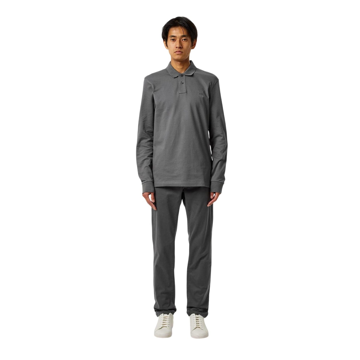 Charcoal - Lifestyle - Boss Mens Passerby Logo Long-Sleeved Polo Shirt