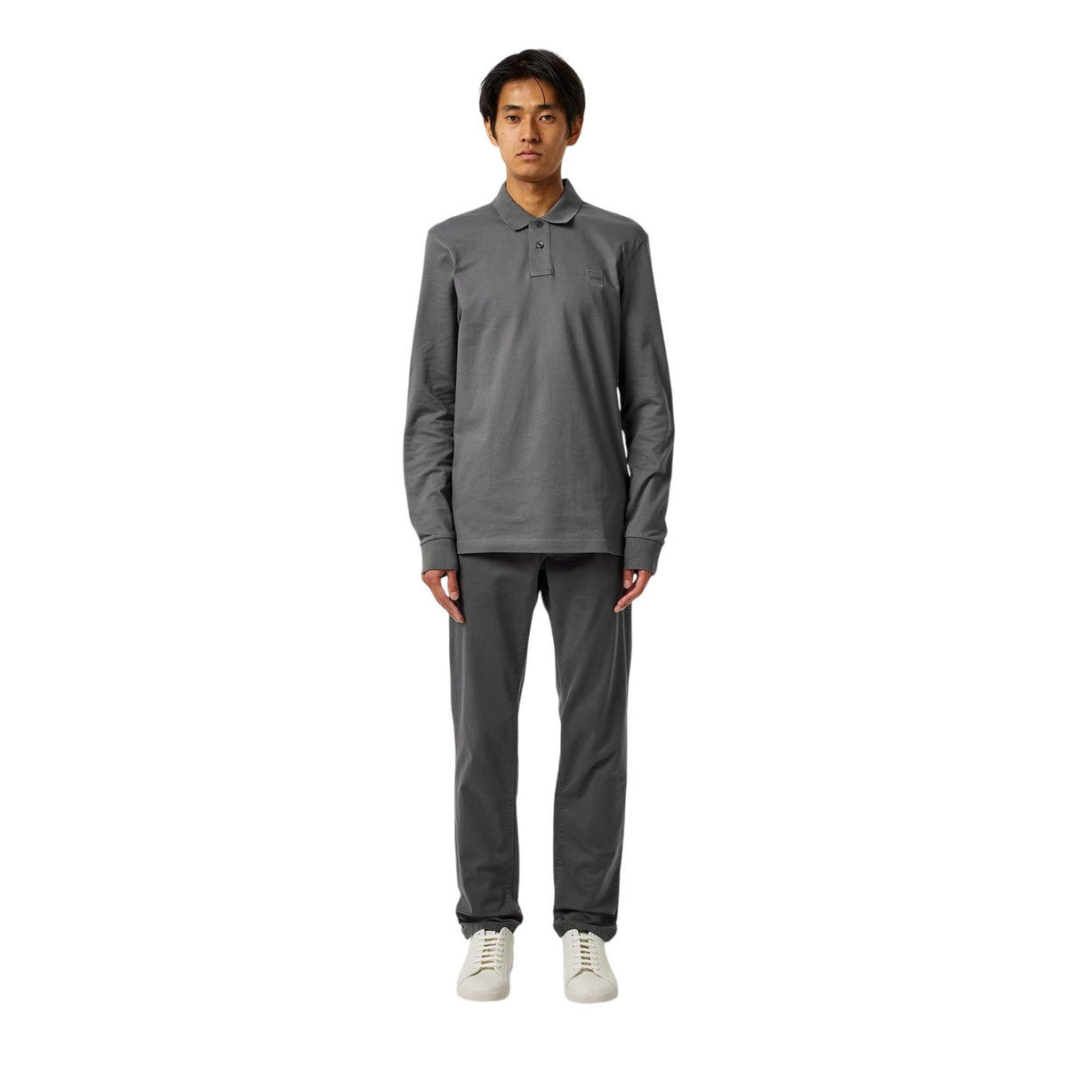 Charcoal - Lifestyle - Boss Mens Passerby Logo Long-Sleeved Polo Shirt