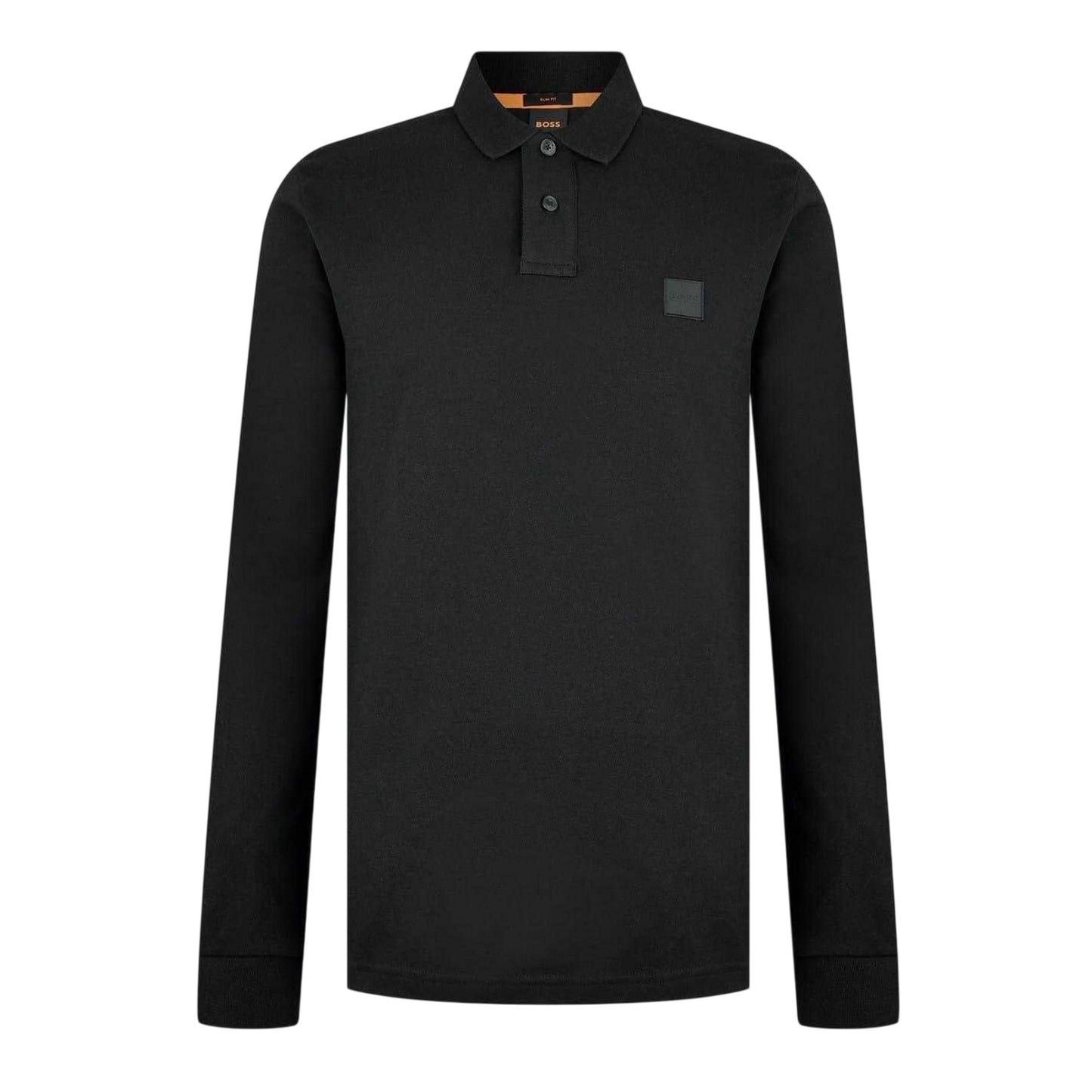 Black - Front - Boss Mens Passerby Logo Long-Sleeved Polo Shirt