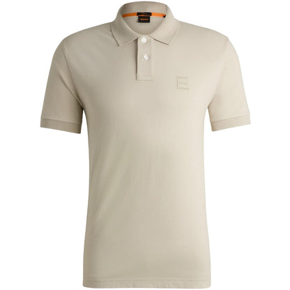 Light Beige - Front - Boss Mens Passenger Box Logo Polo Shirt