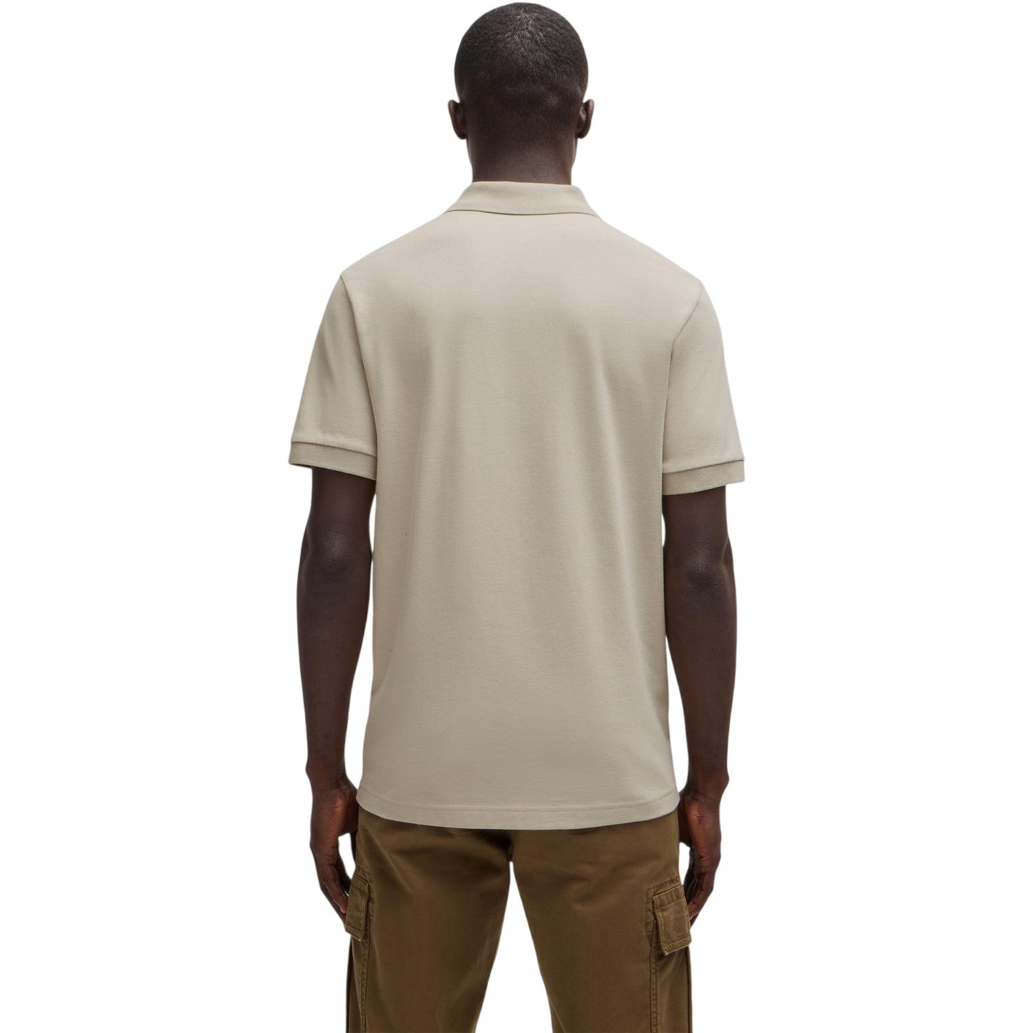 Light Beige - Back - Boss Mens Passenger Box Logo Polo Shirt