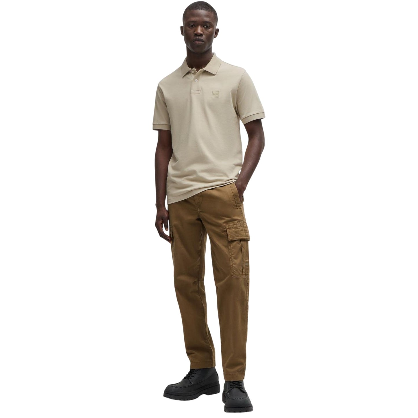 Light Beige - Lifestyle - Boss Mens Passenger Box Logo Polo Shirt