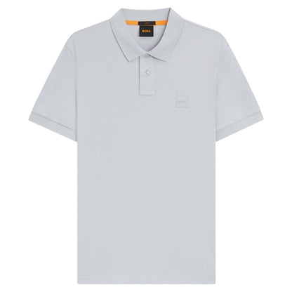 Light Grey - Front - Boss Mens Passenger Box Logo Polo Shirt