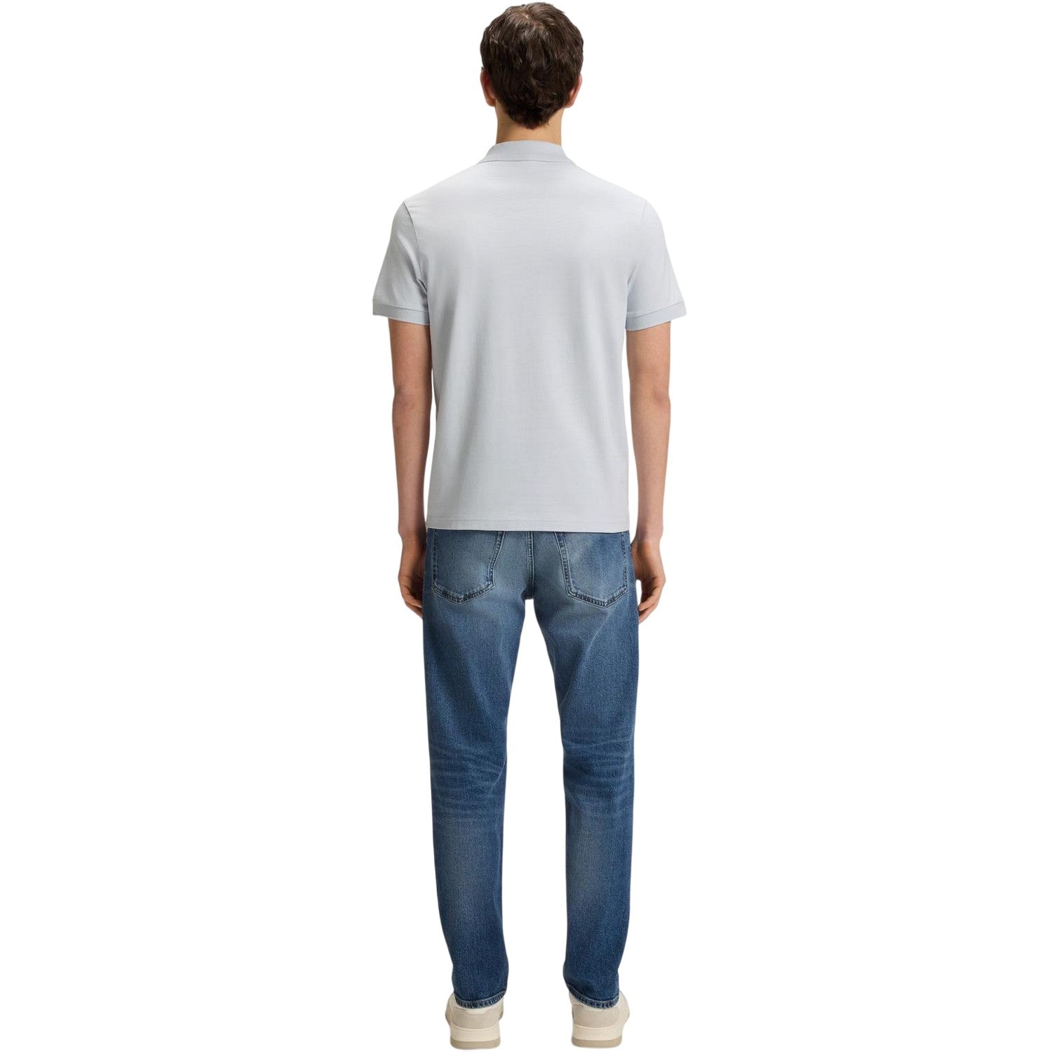Light Grey - Back - Boss Mens Passenger Box Logo Polo Shirt