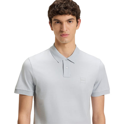 Light Grey - Side - Boss Mens Passenger Box Logo Polo Shirt
