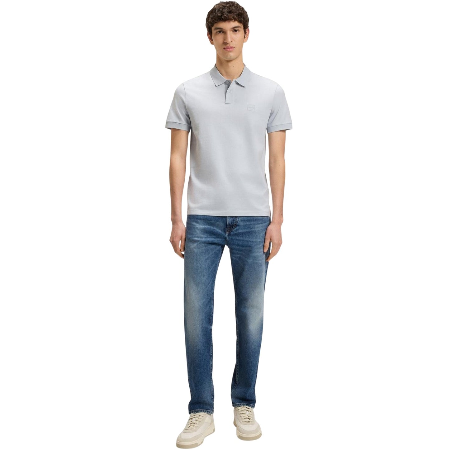 Light Grey - Lifestyle - Boss Mens Passenger Box Logo Polo Shirt