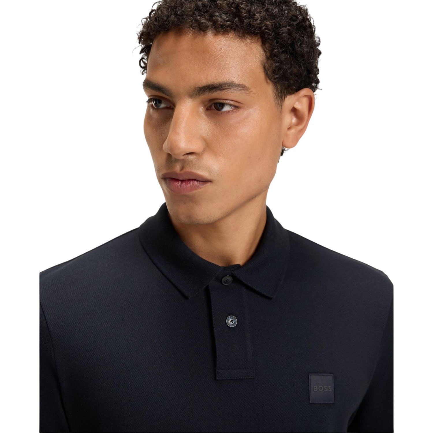 Navy - Side - Boss Mens Passenger Box Logo Polo Shirt