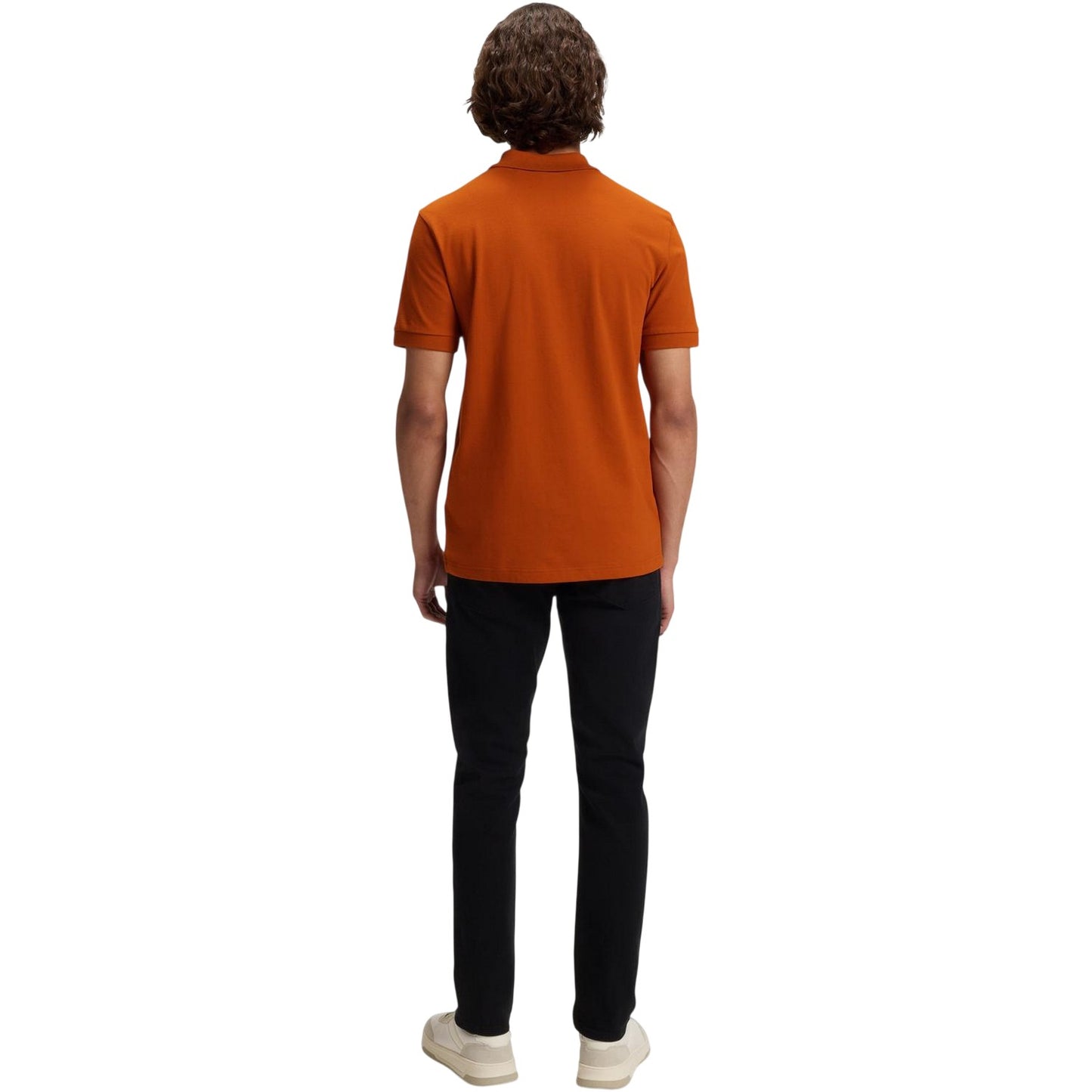 Orange - Back - Boss Mens Passenger Box Logo Polo Shirt