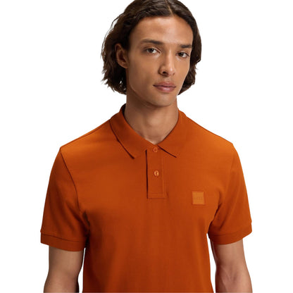 Orange - Side - Boss Mens Passenger Box Logo Polo Shirt