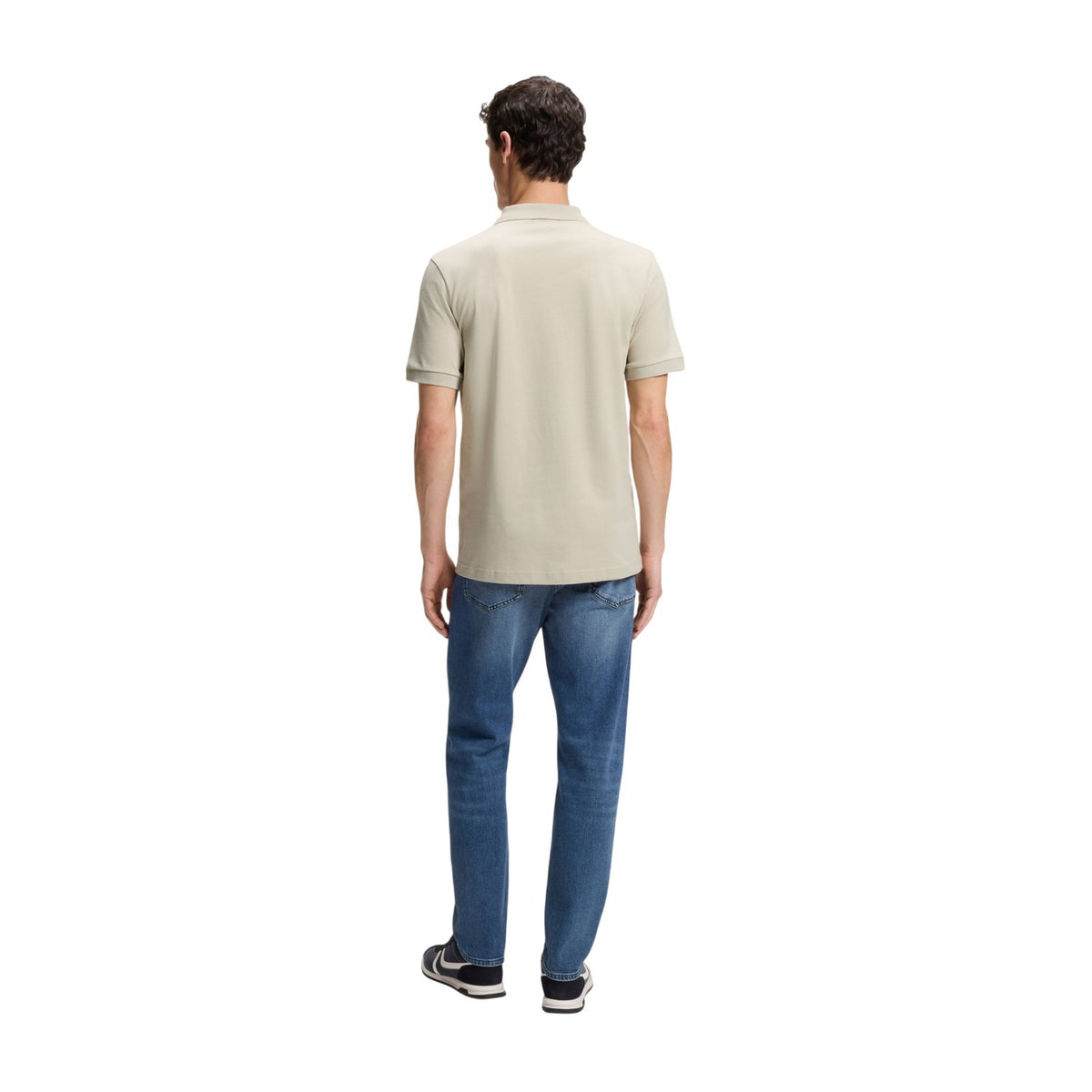 Pastel Grey - Back - Boss Mens Passenger Box Logo Polo Shirt