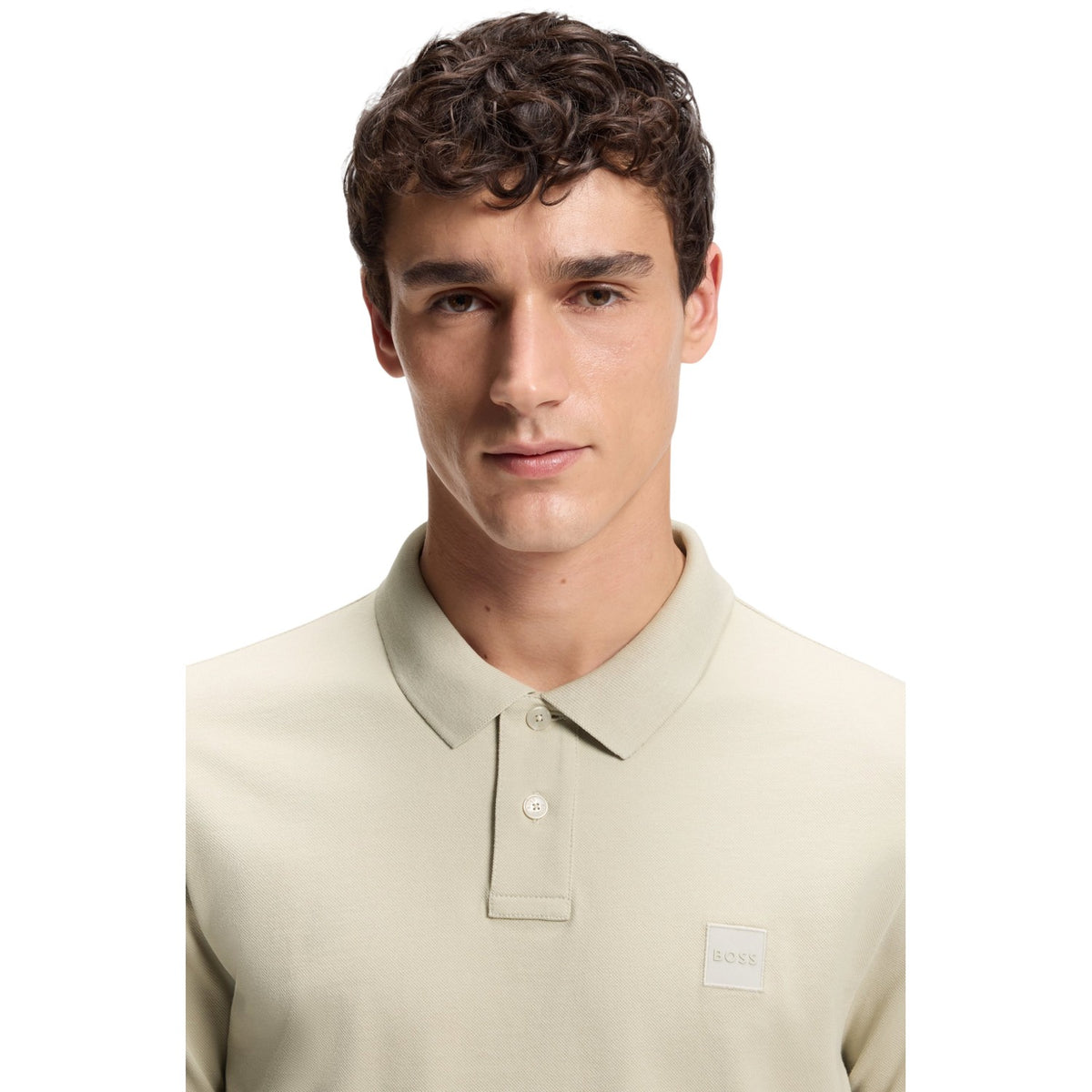 Pastel Grey - Side - Boss Mens Passenger Box Logo Polo Shirt