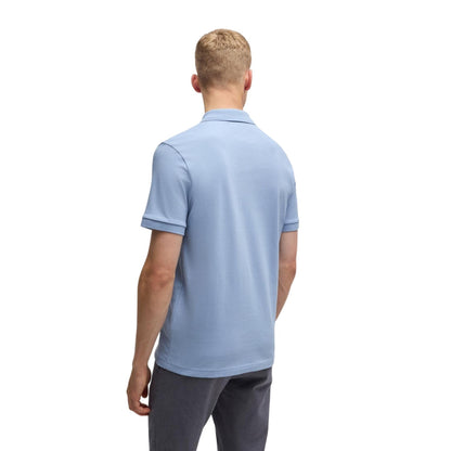 Blue - Back - Boss Mens Passenger Box Logo Polo Shirt