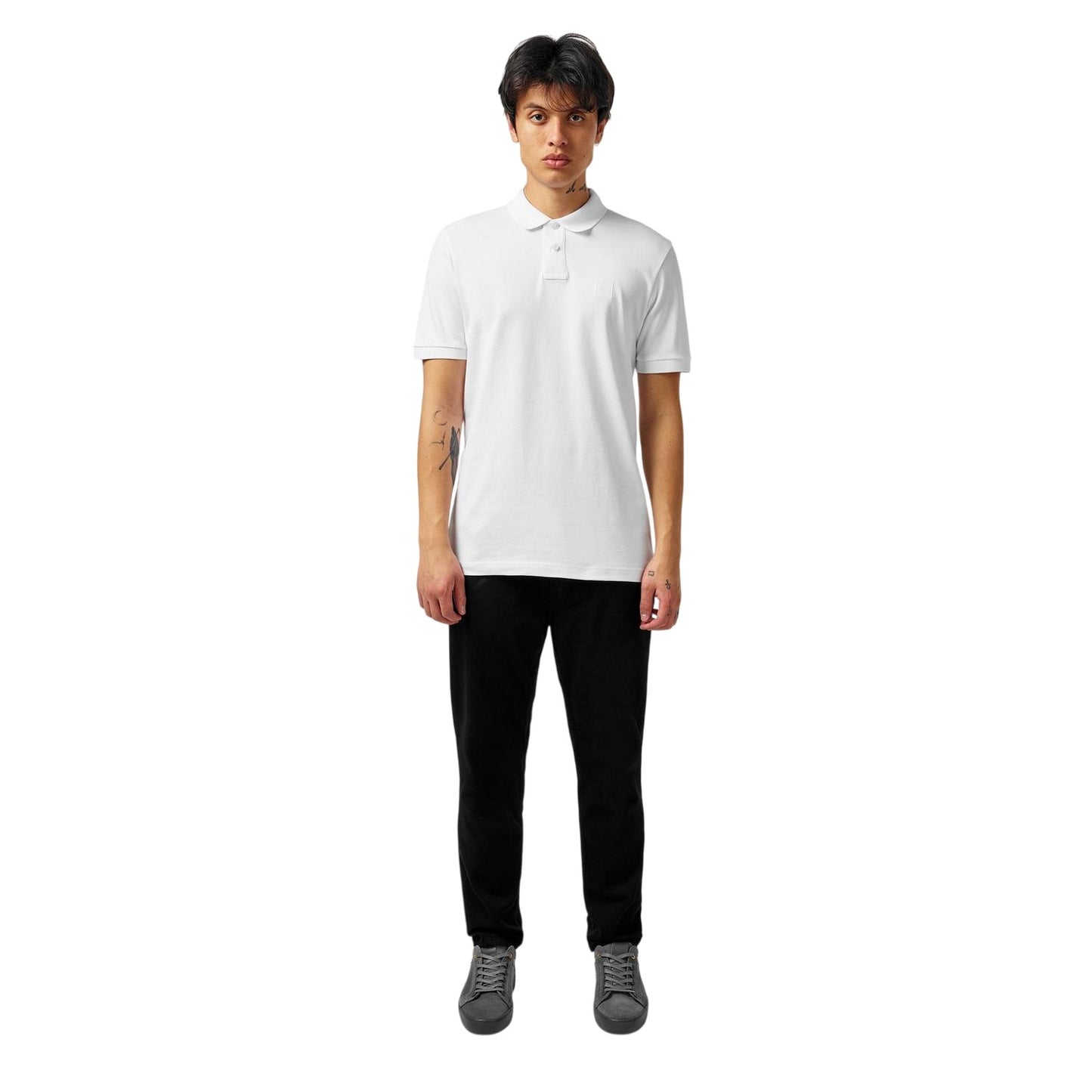 White - Lifestyle - Boss Mens Passenger Box Logo Polo Shirt