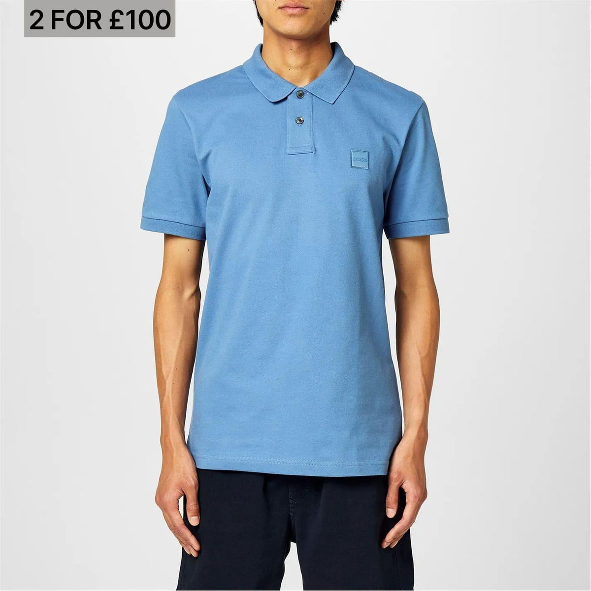 Sky Blue - Front - Boss Mens Passenger Box Logo Polo Shirt