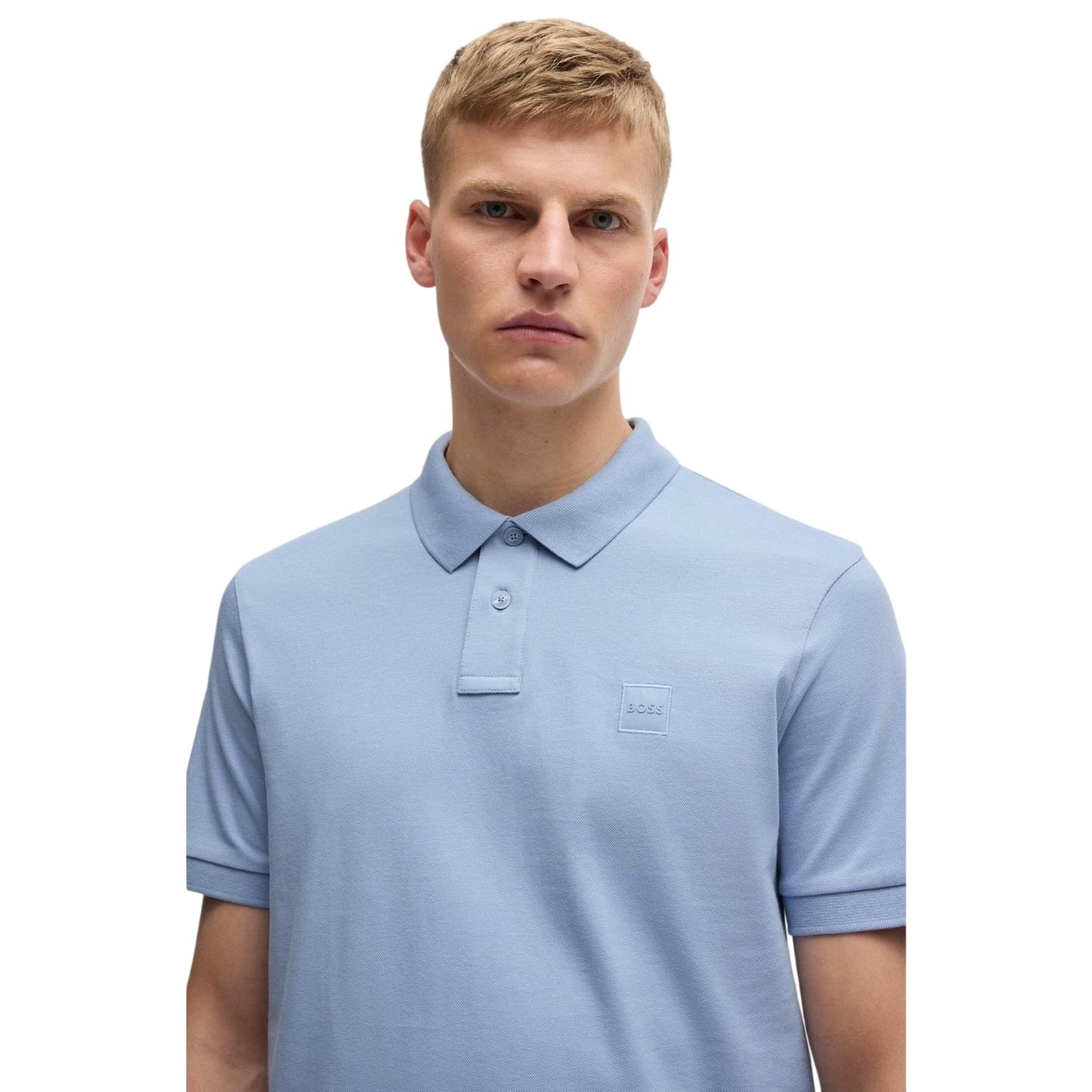 Blue - Side - Boss Mens Passenger Box Logo Polo Shirt