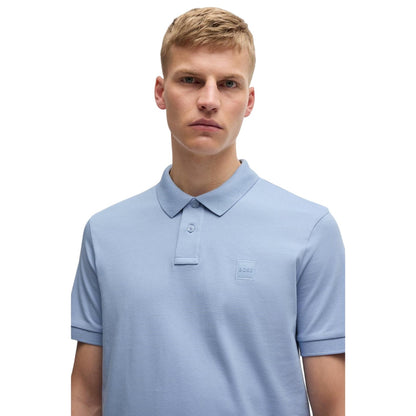 Blue - Side - Boss Mens Passenger Box Logo Polo Shirt