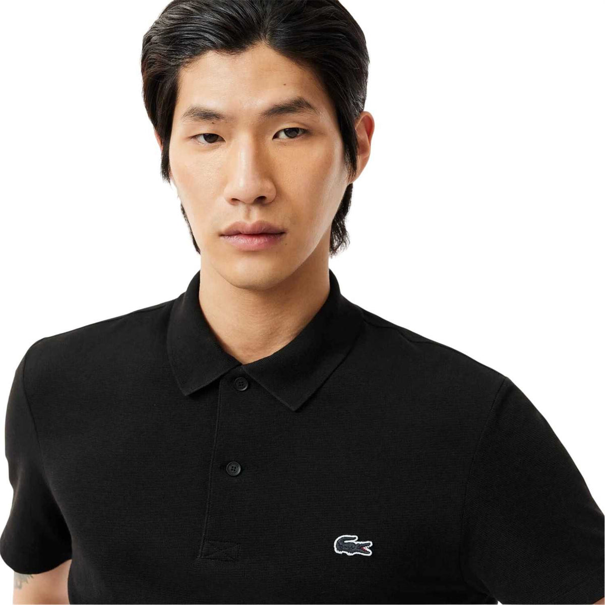 Black - Side - Lacoste Mens Chest Logo Regular Polo Shirt