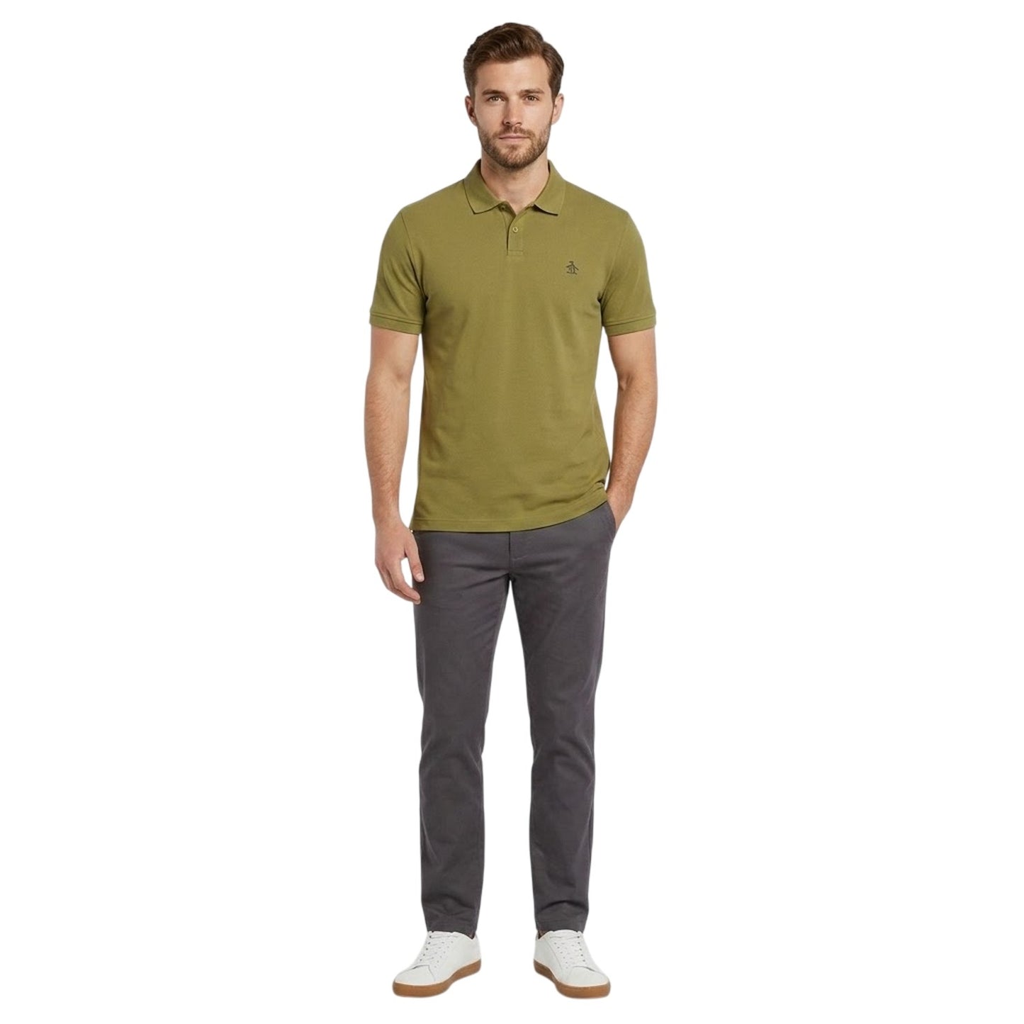Dusty Olive - Lifestyle - Original Penguin Mens Embroidered Logo Polo Shirt