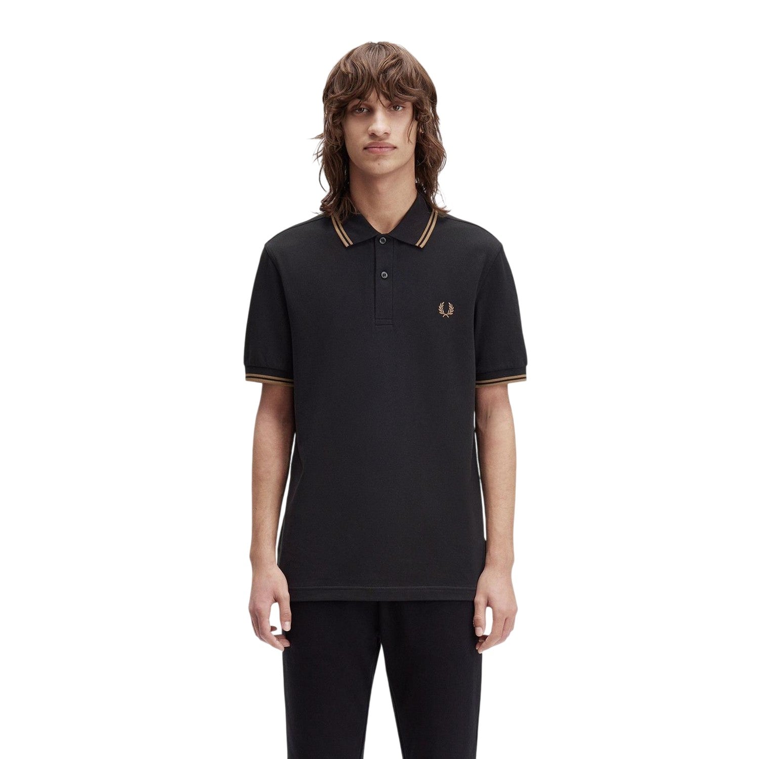 Black-Shaded Blue - Lifestyle - Fred Perry Mens Twin Tip Polo Shirt