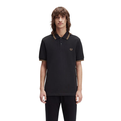 Black-Shaded Blue - Lifestyle - Fred Perry Mens Twin Tip Polo Shirt