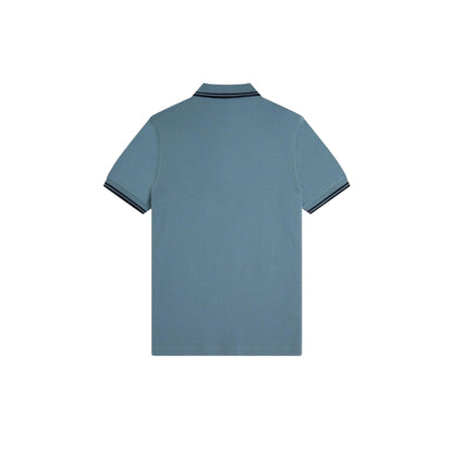 Blue - Back - Fred Perry Mens Twin Tip Polo Shirt