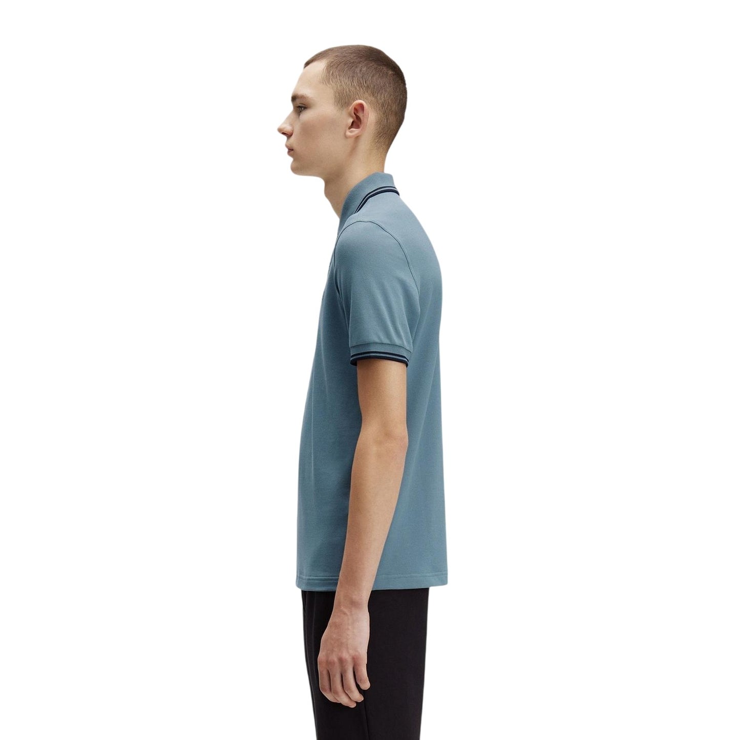 Blue - Side - Fred Perry Mens Twin Tip Polo Shirt
