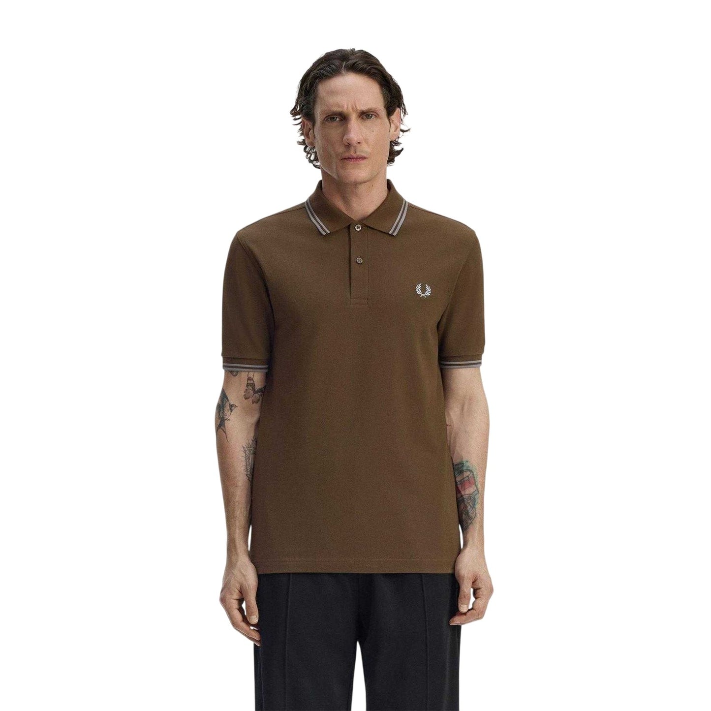 Brown - Lifestyle - Fred Perry Mens Twin Tip Polo Shirt