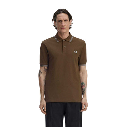 Brown - Lifestyle - Fred Perry Mens Twin Tip Polo Shirt