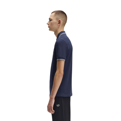 Airforce Blue - Side - Fred Perry Mens Twin Tip Polo Shirt