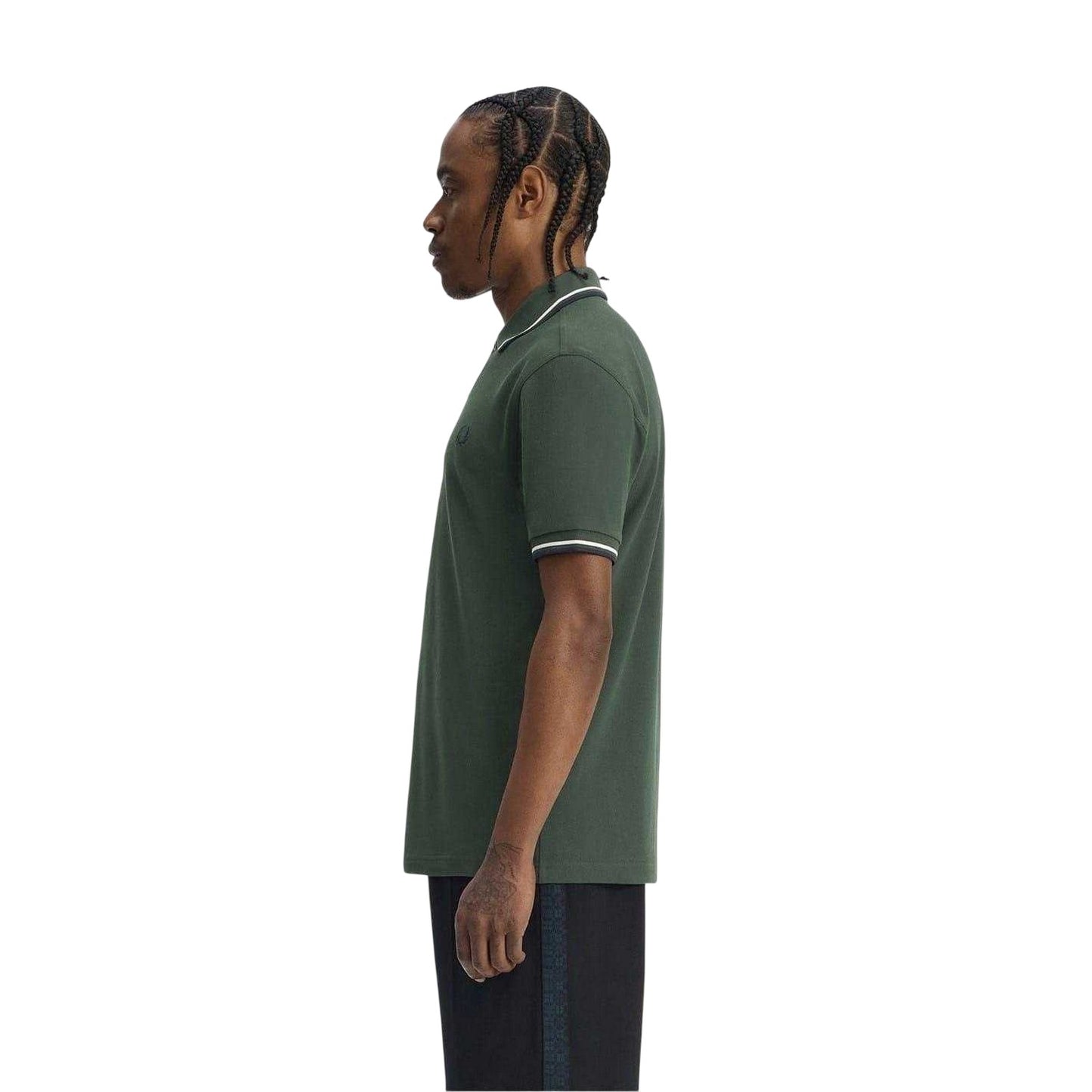 Court Green - Side - Fred Perry Mens Twin Tip Polo Shirt