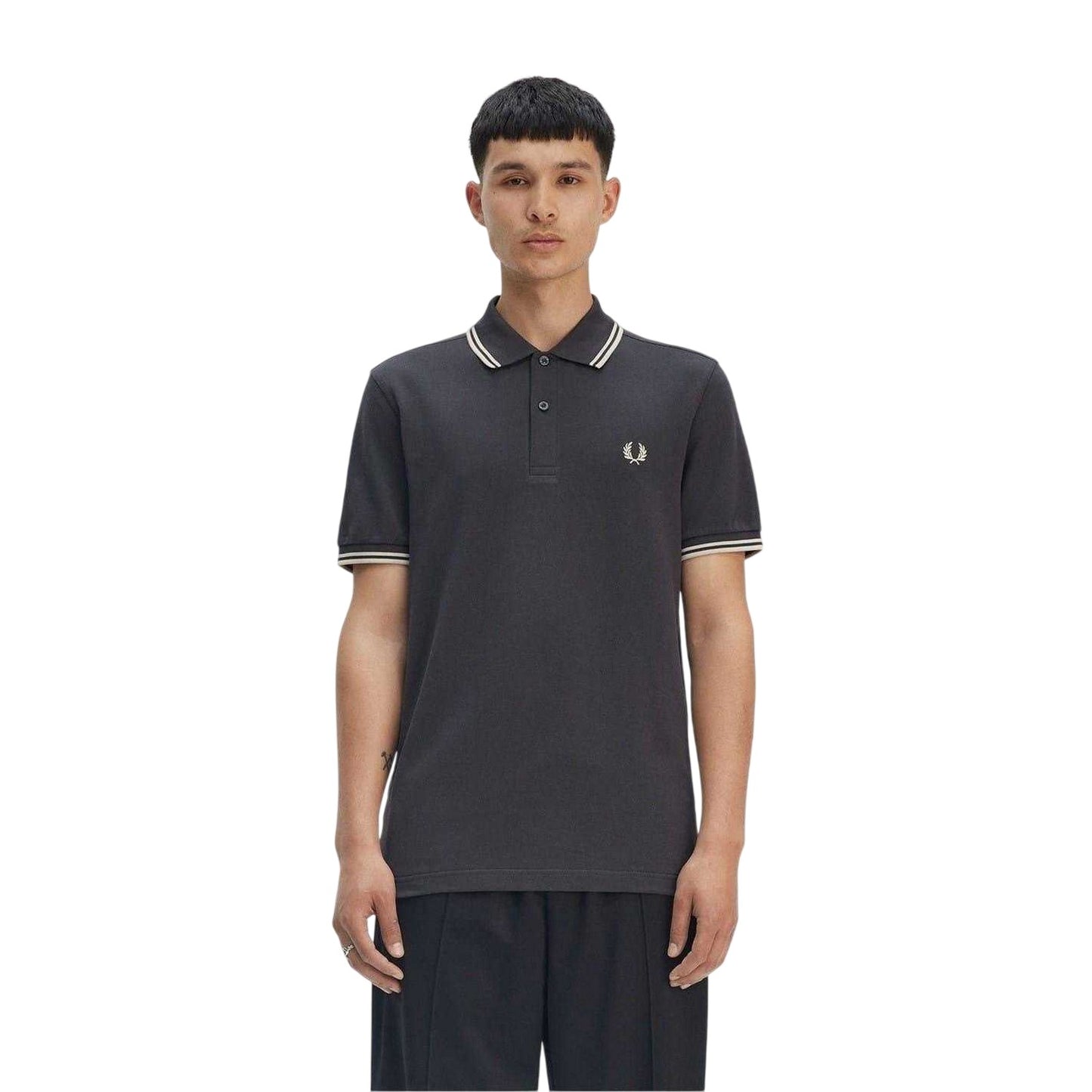 Grey - Lifestyle - Fred Perry Mens Twin Tip Polo Shirt
