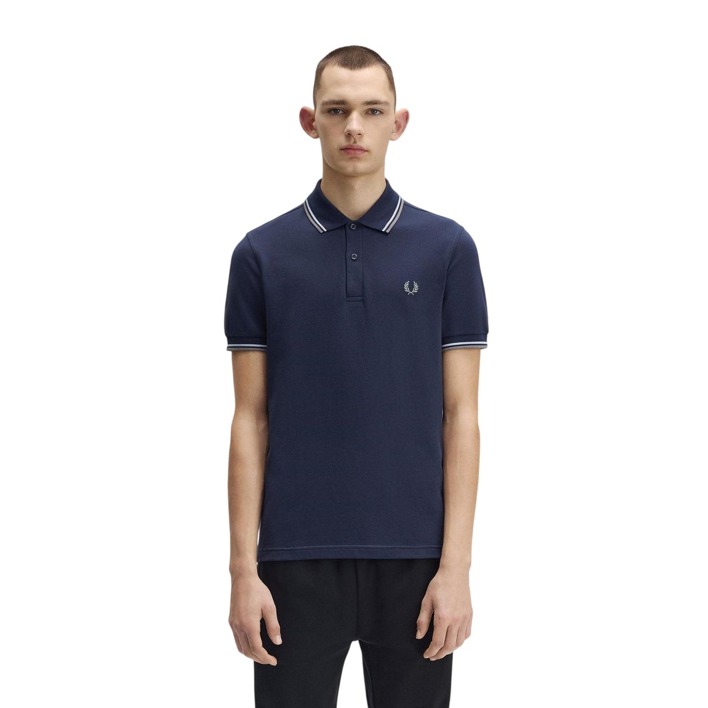 Airforce Blue - Lifestyle - Fred Perry Mens Twin Tip Polo Shirt