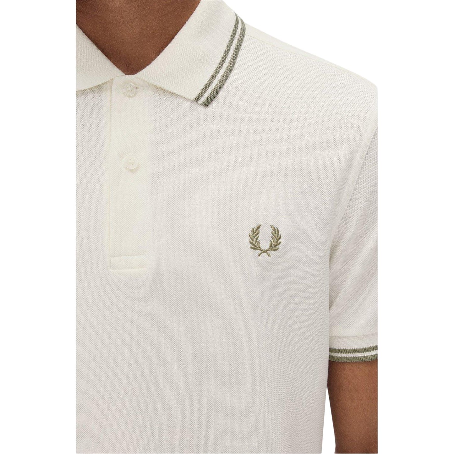 Light Ecru - Side - Fred Perry Mens Twin Tip Polo Shirt