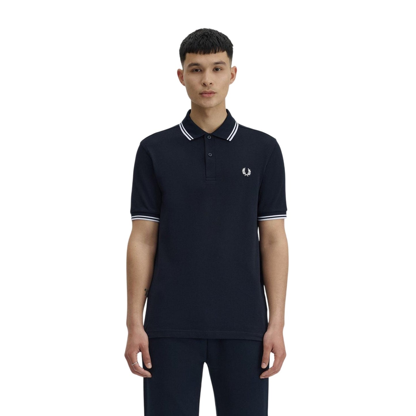 Navy Blue - Lifestyle - Fred Perry Mens Twin Tip Polo Shirt