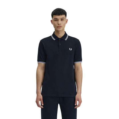Navy Blue - Lifestyle - Fred Perry Mens Twin Tip Polo Shirt